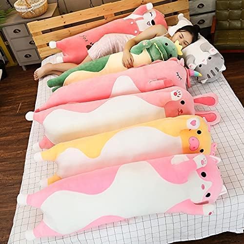 Almohada larga de felpa de conejo, juguete largo y suave de peluche de conejo rosa, almohada para abrazar, regalo para niños (conejo rosa, 19.68