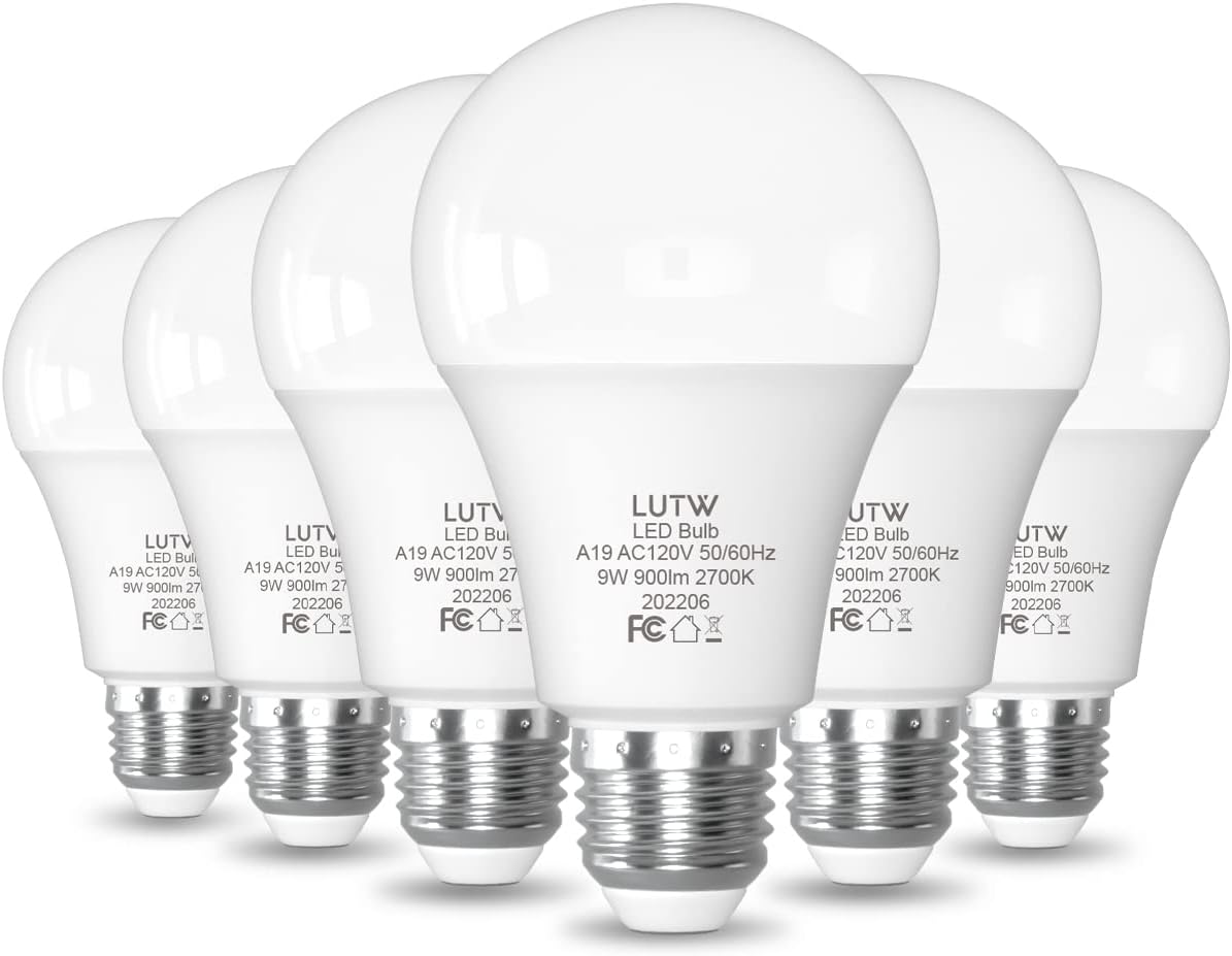 Bombillas LED equivalentes a 60 vatios, bombilla LED estándar de 900 lúmenes, base E26 de 9 W, blanco cálido 2700 K, no regulable, perfecto para
