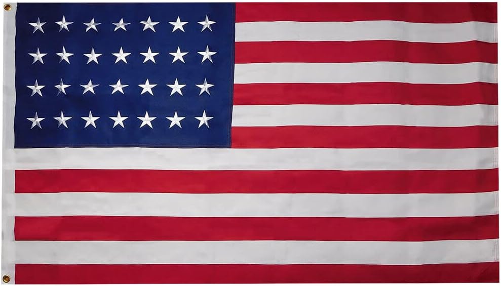 Premium 3X5 USA 28 Historical Nylon 600D 2-Ply Embroidered Flag