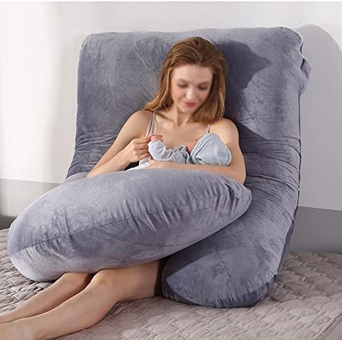 Almohadas de embarazo cómodas almohadas de embarazo para dormir con funda de terciopelo extraíble en forma de U almohada de maternidad para apoyo de