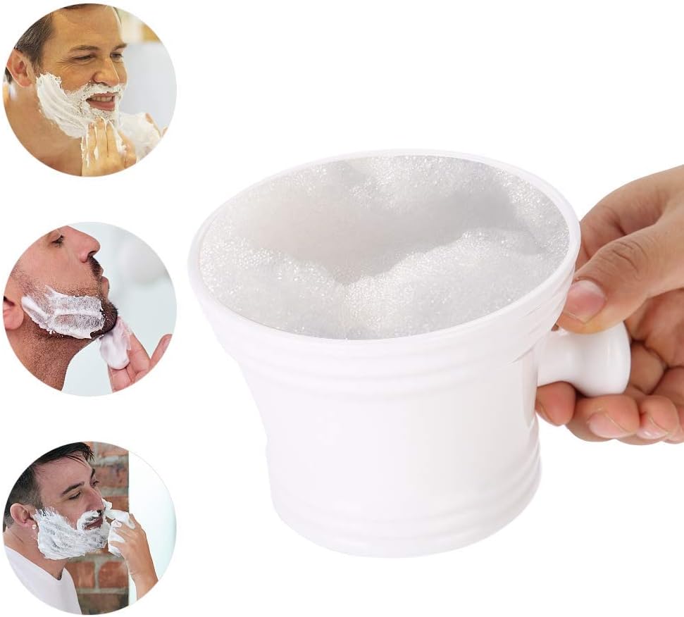 Tazón de jabón de afeitar de plástico de 2 colores Tazón de jabón de afeitar de espuma Tazón de crema con mango pequeño Tazón de afeitar para