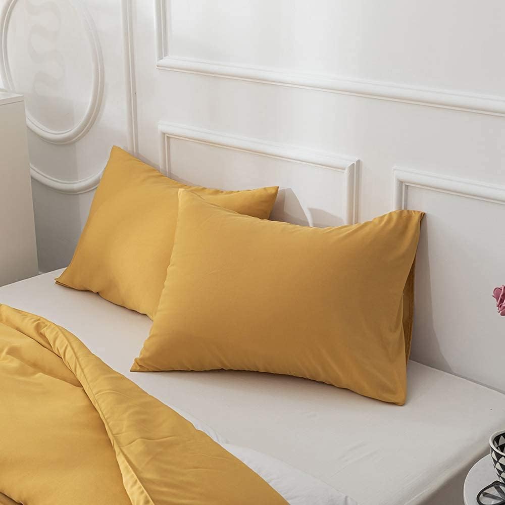 Houseri Juego de edredón amarillo mostaza, tamaño California King, color amarillo oscuro, juego de ropa de cama tamaño California King, juego de