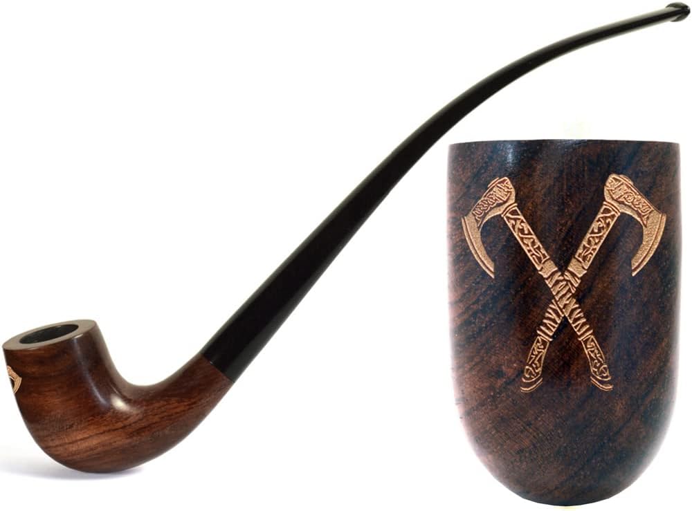 Pipa de fumar tabaco larga de 10.2′ – (10.2 in) para filtro de 0.354 in. Vikings, Valhalla Envío en todo el mundo., Marrón
