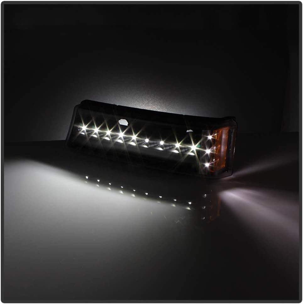 ACANII – Para 2003-2006 Chevy Silverado 1500 2500 3500 LED Parking Luces de Parking Lámparas de Señal Izquierda+Derecha – Carcasa Negra