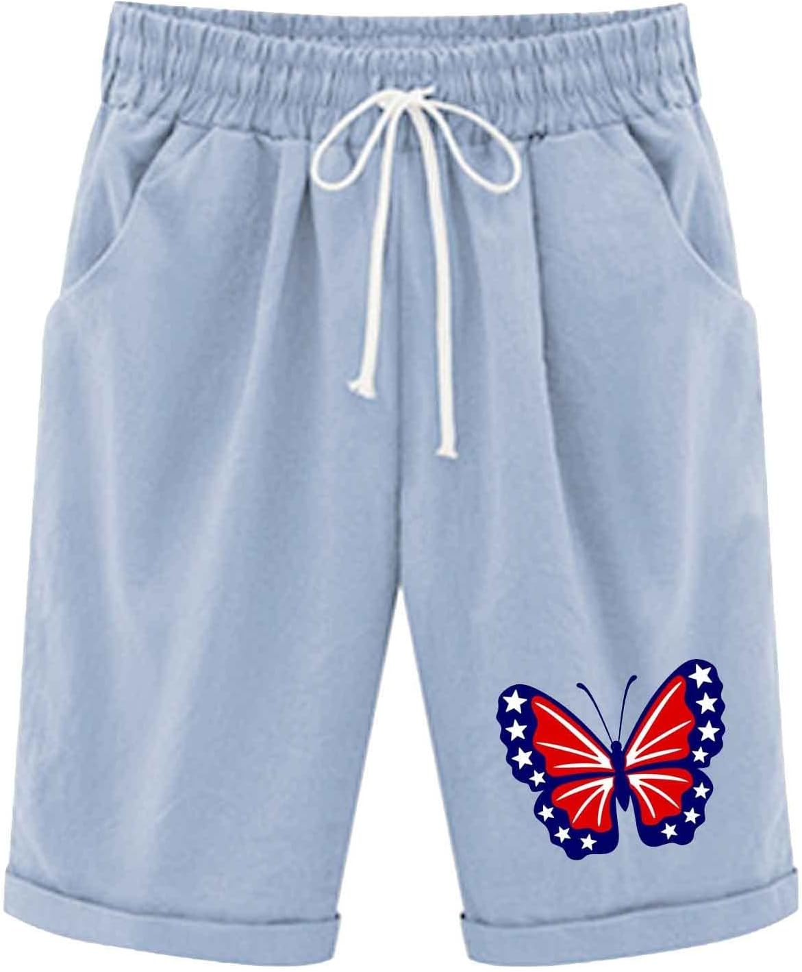 Running Shorts for Women,Womens Casual Shorts Drawstring Elastic Waist Ruffle Hem Summer Shorts Comfy Pocketed Pants