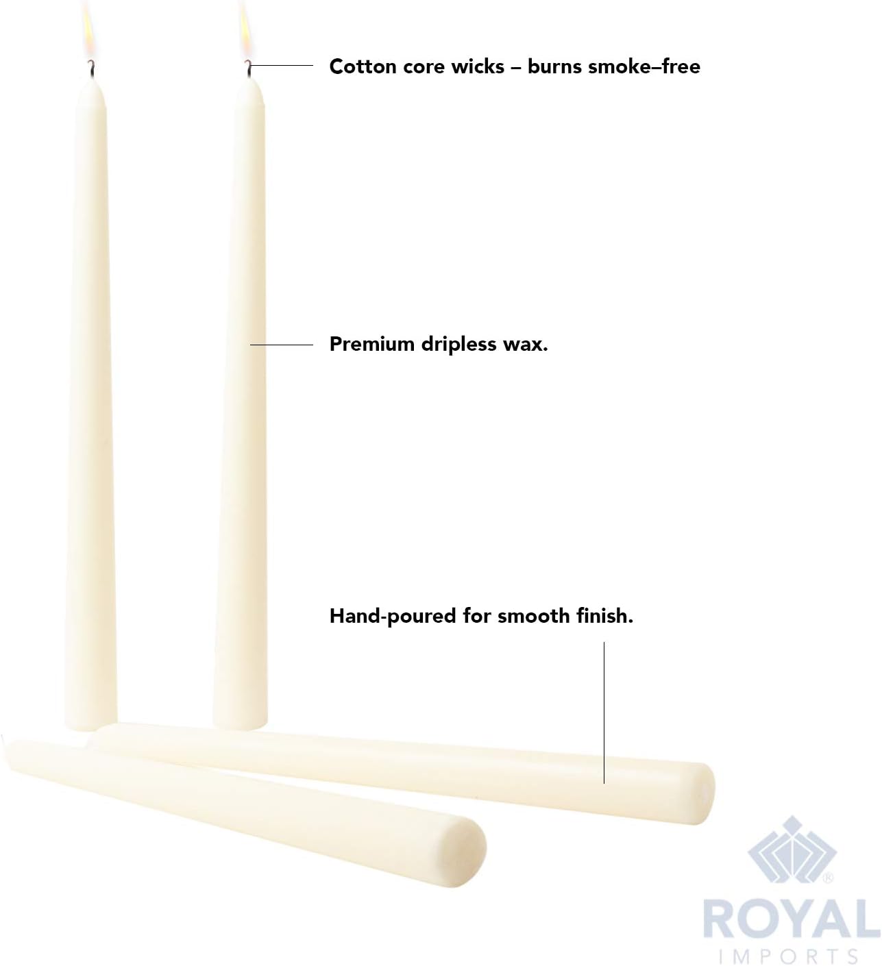 Royal Imports Velas cónicas sin perfume, elegantes de calidad premium, sin goteo y sin humo, velas de cena sumergidas a mano para bodas, vacaciones,