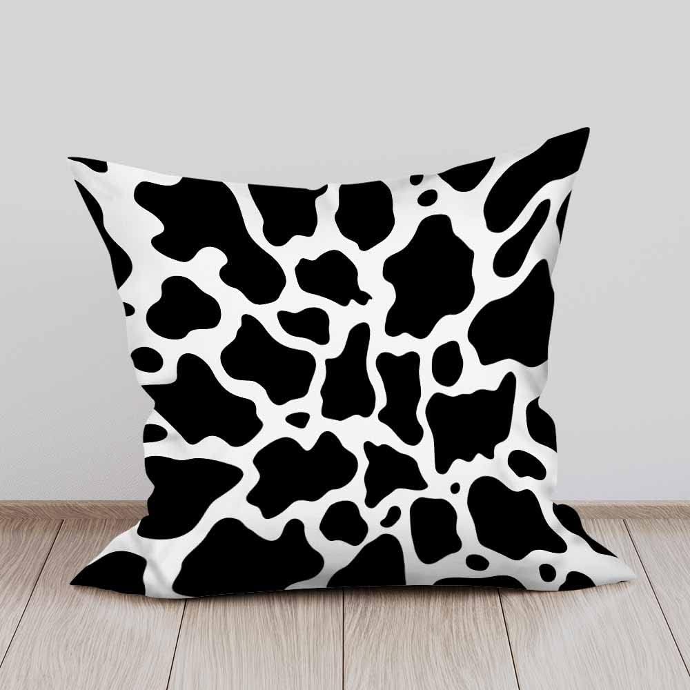 Beabes Juego de 2 almohadas decorativas cuadradas con patrón de puntos de vaca en blanco y negro para sofá o cama, 18 x 18 pulgadas, para mujeres,