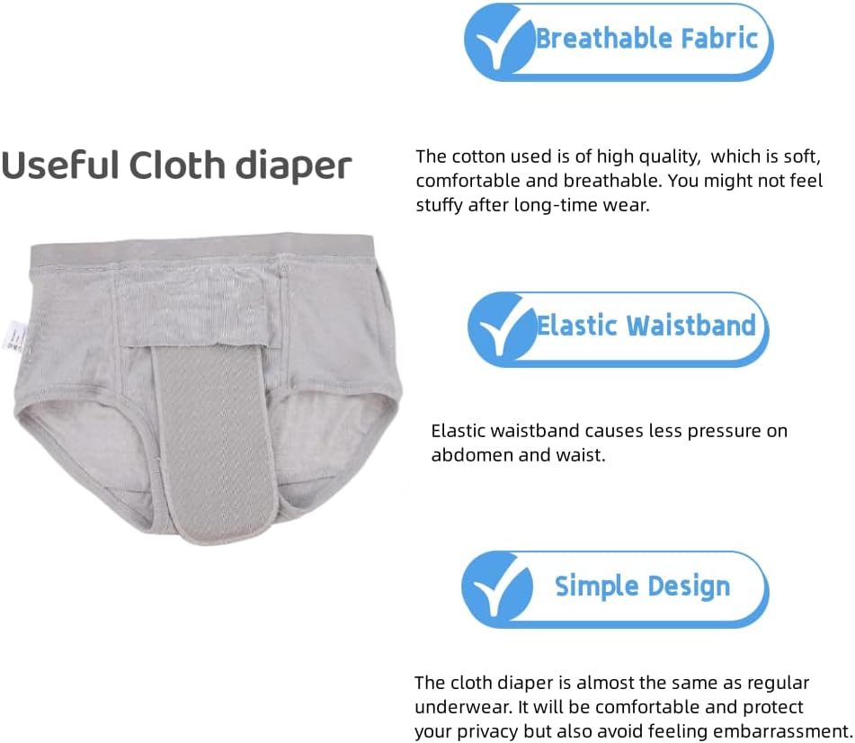 Pañales para adultos a prueba de agua, ropa interior para incontinencia, pañales de tela reutilizables para adultos, pañales elásticos, pantalones