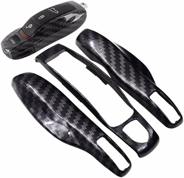 Funda para llavero de estilo fibra de carbono, 3 piezas, protección completa, compatible con Porsche Boxster Cayman 981 Carrera 911 991 918 Spyder