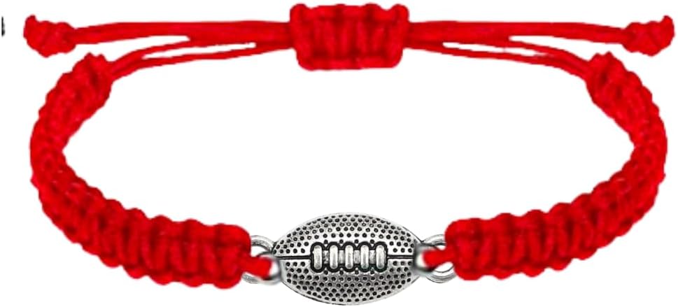 Sportybella Football Bracelet Adjustable Paracord Bracelets. Unisex Football Charm Bracelet. Weaved Bracelet String wFootball Charm. Football Gifts