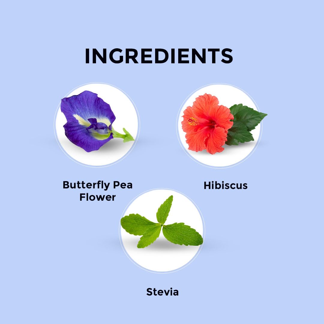 BLUE TEA – Té de hierbas de hibisco y guisantes mariposa – 30 bolsas de té  Regalo para el día de la madre  Super antioxidante  Sin cafeína  Bolsa