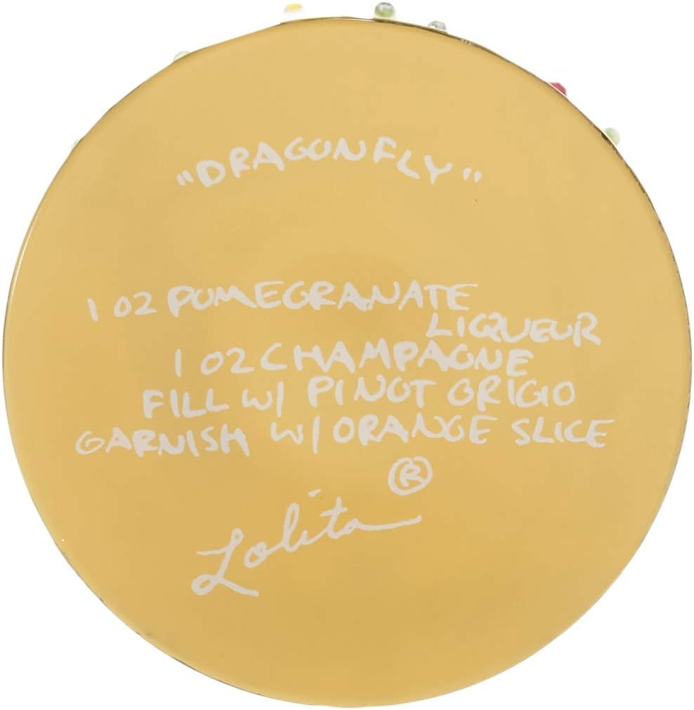 Lolita Dragonfly Summer – Copa de vino pintada artesanal, 14.9 fl oz