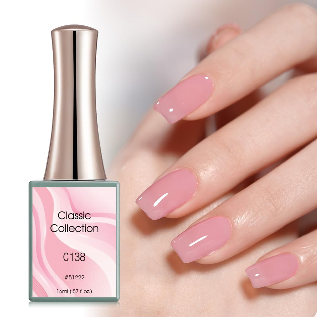 CANNI Esmalte de uñas de gel rosa, 1 unidad de 0.6 fl oz (0.5 fl oz), esmalte de gel de color rosa gelatina, juego de esmalte de uñas en gel