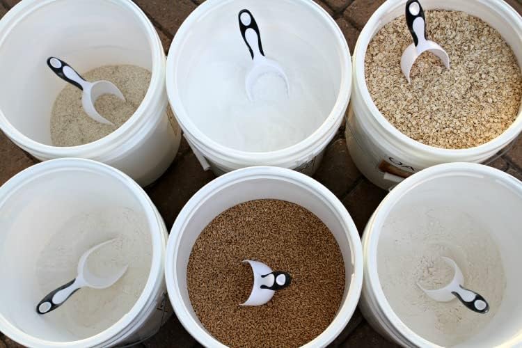 ATERET Cubo y tapa blanca de 5 galones, cubo multiusos duradero de 90 mil, grado alimenticio, plástico sin BPA, fabricado en Estados Unidos (paquete