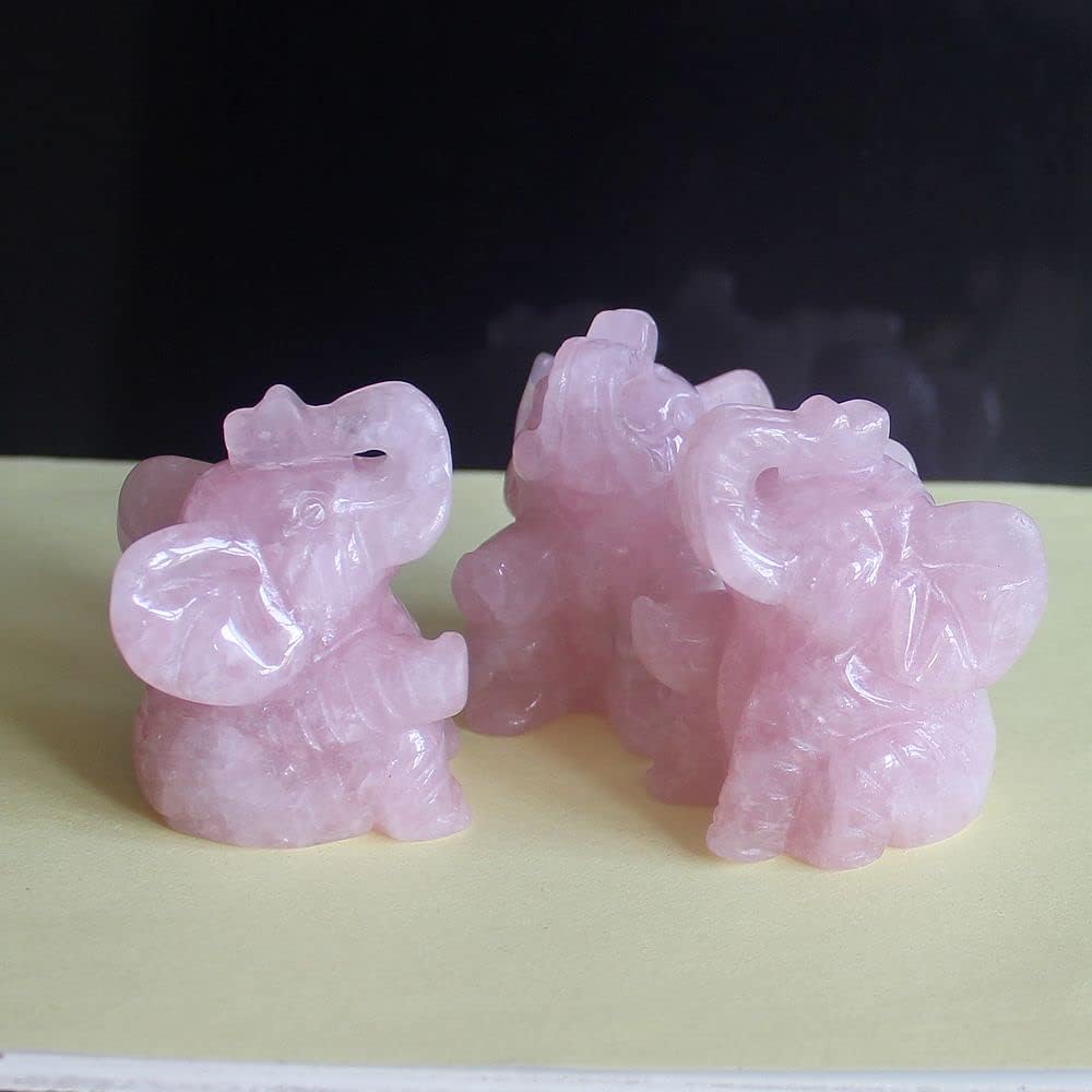 Figura tallada a mano con piedras preciosas mixtas de cristal sentado elefante estatua de talla animal para decoración del hogar de 2 pulgadas