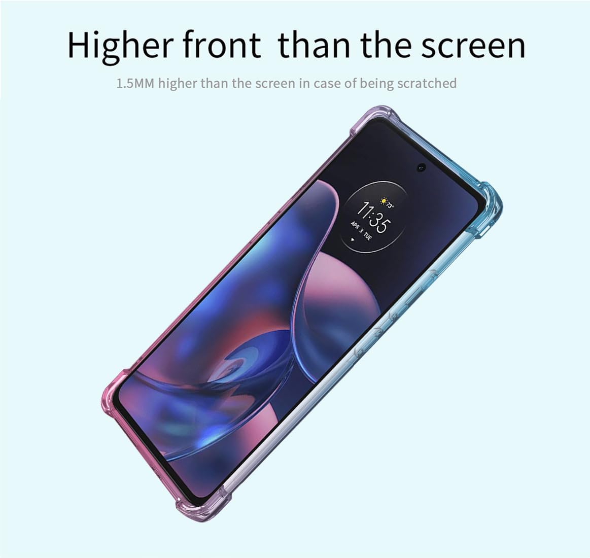 OEURVQO Funda para Moto Edge 2022 5G, transparente, con bonito degradado, colorido, delgada, suave, TPU, a prueba de golpes, antiarañazos, funda