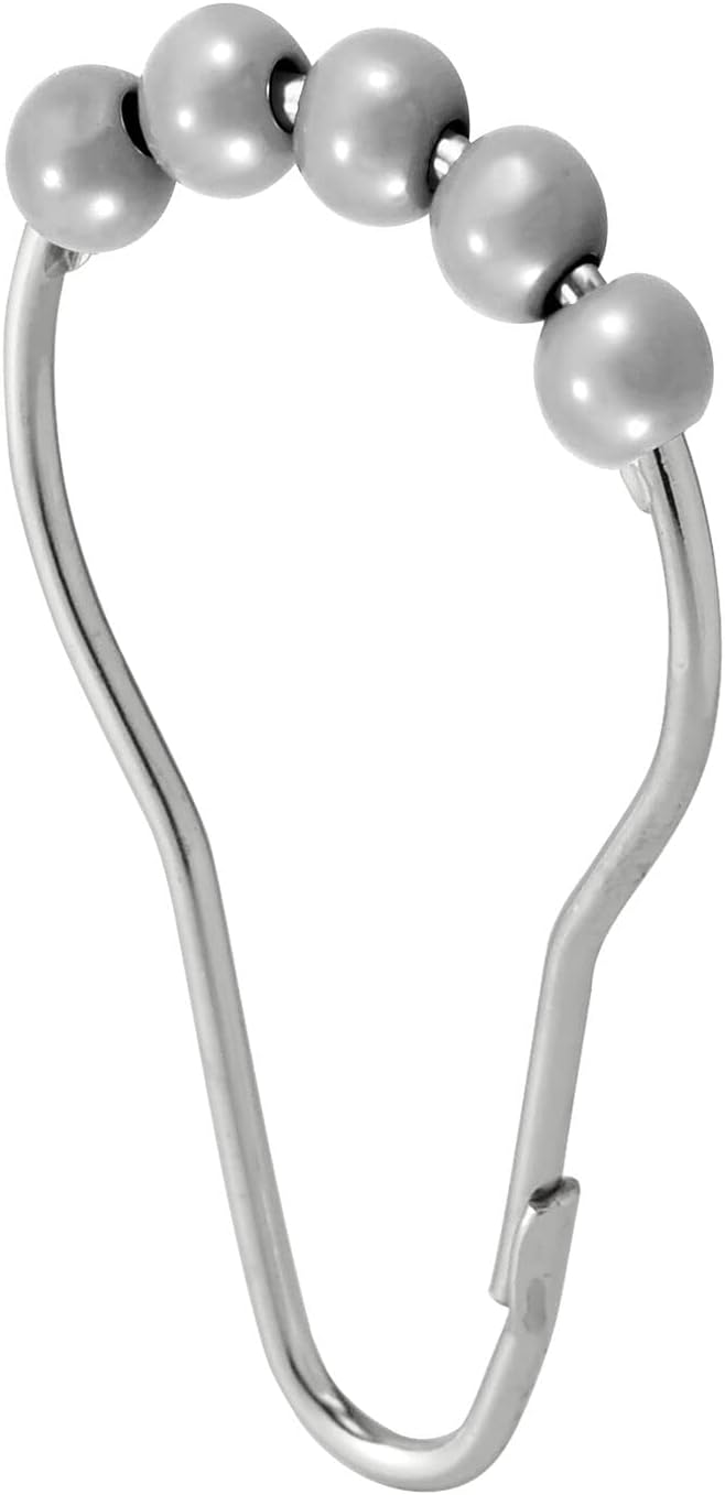 mDesign Anillos de cortina de ducha de acero de metal fácil de deslizar, cortina de ducha de baño y forro de cortina, ganchos de anillo rodante para