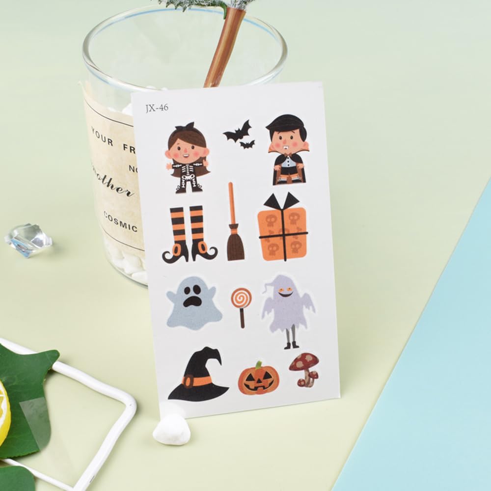 Kit de tatuaje temporal de Halloween de 10 piezas de calcomanías de tatuaje de transferencia de agua de dibujos animados  WLGDLH 10 diferentes