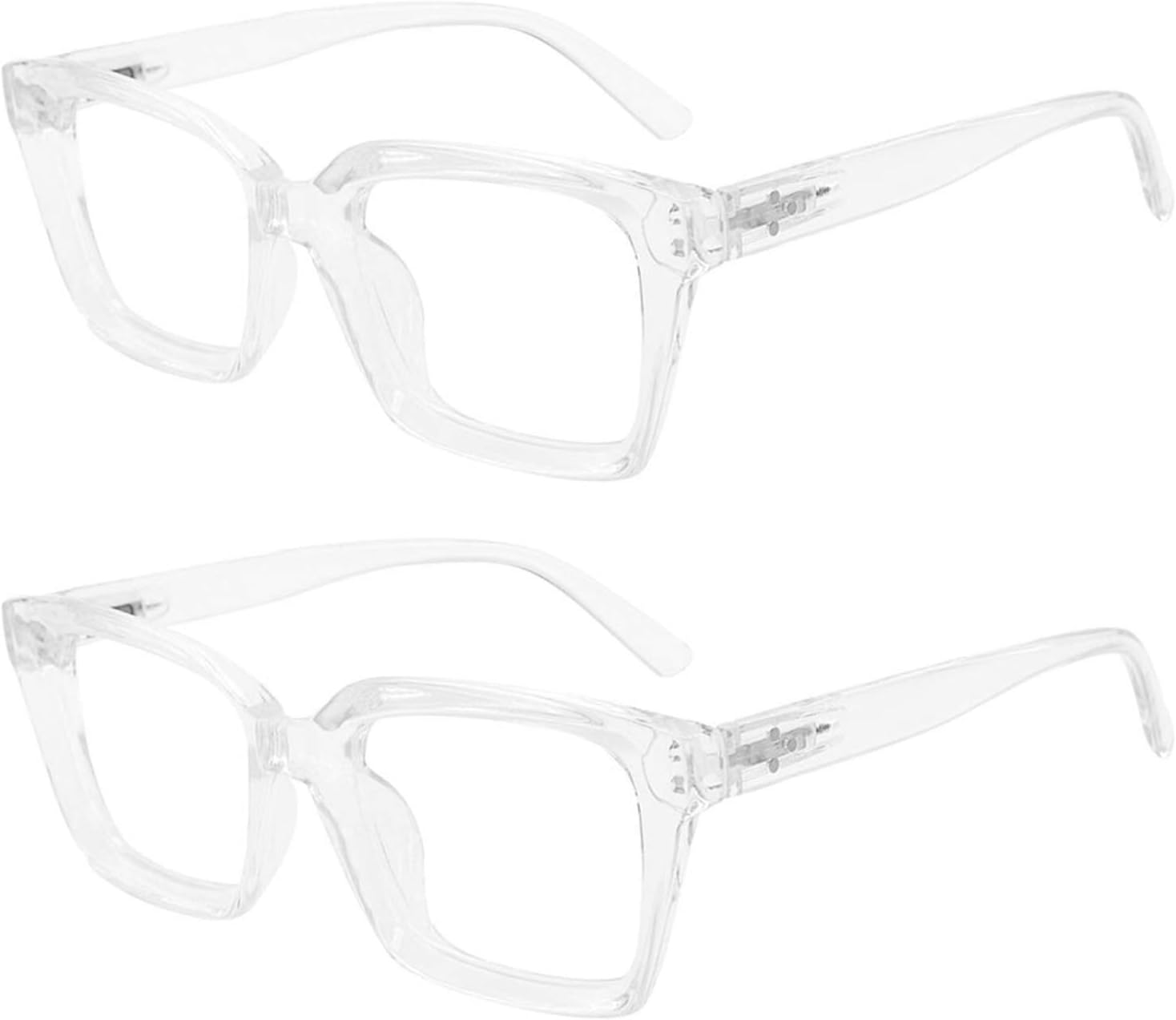 MARE AZZURO 2 pares de anteojos de lectura 2.00 para mujer, elegantes lectores de gran tamaño 100, 150, 200, 250, 300, 350 (transparente, 2.0)