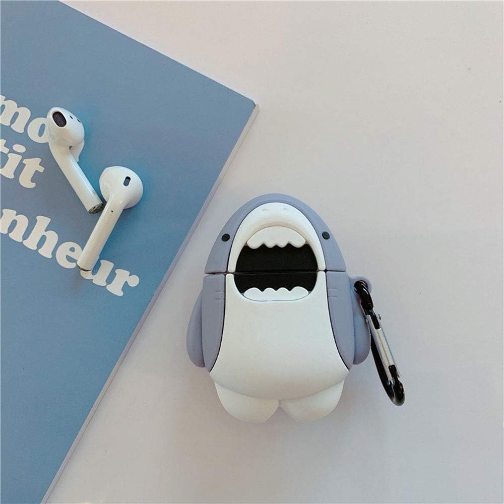 ICI-Rencontrer Compatible con auriculares Airpods 1 y 2, para niños, niñas, mujeres, 3D, diseño de animales de ballena, carga inalámbrica, con
