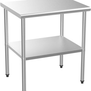 ROVSUN Mesa de acero inoxidable de 30 x 24 pulgadas para preparación y trabajo, mesas de trabajo comerciales y estaciones de trabajo, mesa de metal ROVSUN Mesa de acero inoxidable de 30 x 24 pulgadas para preparación y trabajo, mesas de trabajo comerciales y estaciones de trabajo, mesa de metal