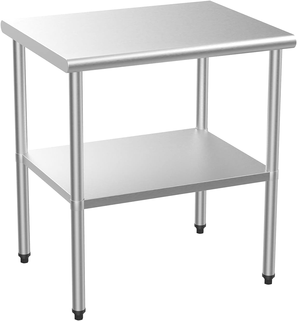 ROVSUN Mesa de acero inoxidable de 30 x 24 pulgadas para preparación y trabajo, mesas de trabajo comerciales y estaciones de trabajo, mesa de metal