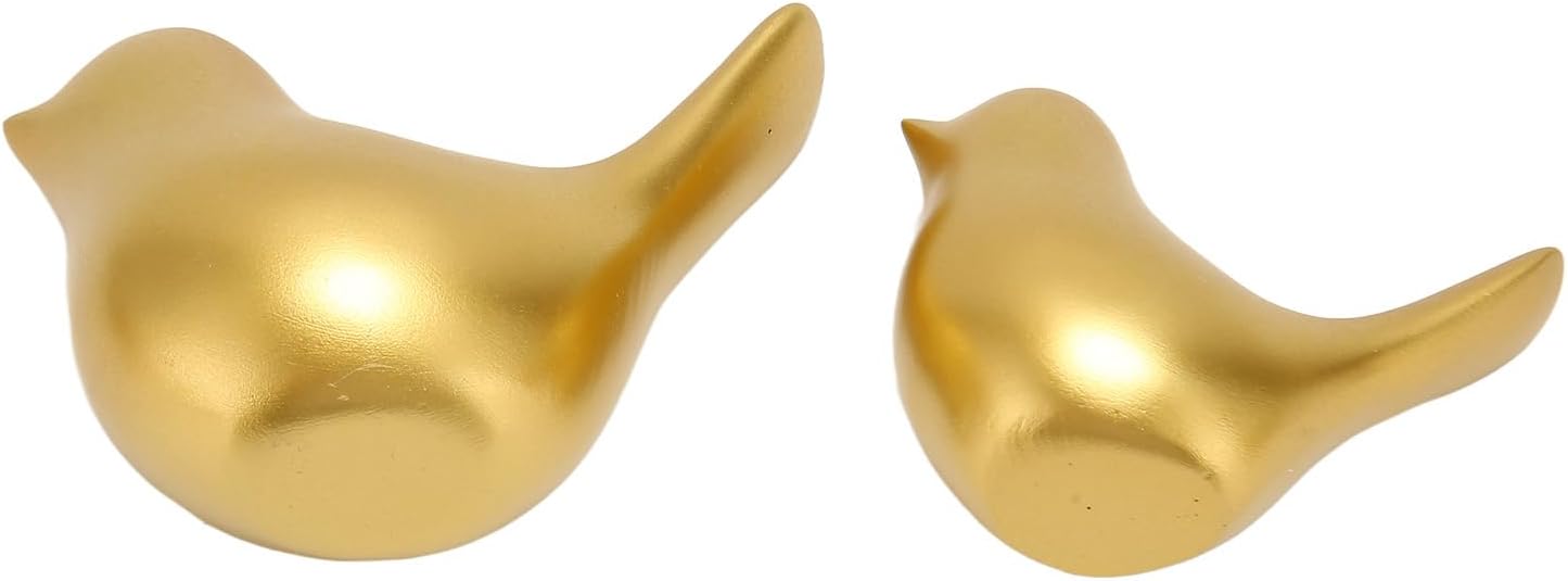 Fockety Estatuas de animales pequeños, 2 piezas, 2 tamaños, resina dorada, estatuas de pájaros pequeños, decoración del hogar, estilo moderno,