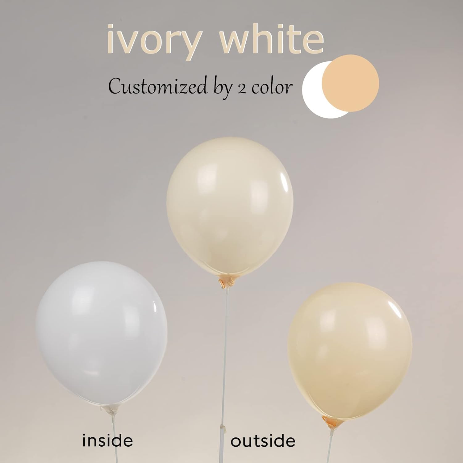 Globos de color marfil de doble relleno, globo blanco marfil de diferentes tamaños, paquete de 63 globos de 18+10+5 pulgadas, 2 capas para