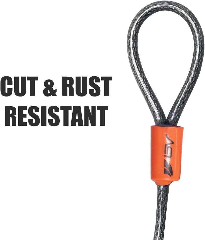 BV Cable de bloqueo de bicicleta de 2.5 pies con bucles, cable de acero trenzado resistente a los cortes de 0.197 in (316 pulgadas), versátil y