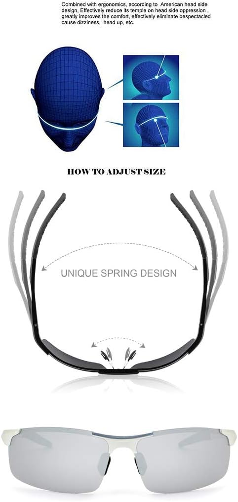 RONSOU Gafas de sol polarizadas Al-Mg para hombre, irrompibles, para conducir, ciclismo, pesca, golf