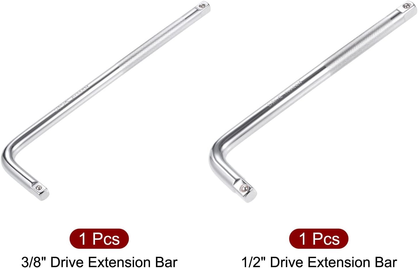 uxcell Juego de disyuntor de enchufe de 12″ y 38″, llave de barra de extensión en forma de L, CR-V