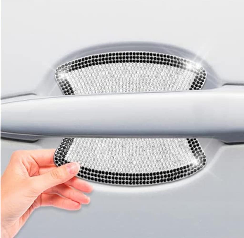 10 calcomanías brillantes para manija de puerta de automóvil, calcomanías protectoras de manijas de puerta con purpurina de cristal, calcomanías y
