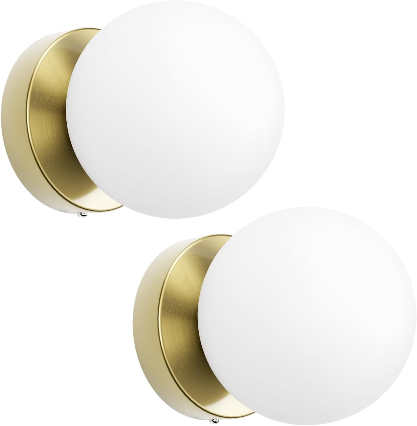Juego de dos apliques de pared de globo de latón envejecido, apliques de pared vintage de mediados de siglo, lámpara de pared de latón para baño,