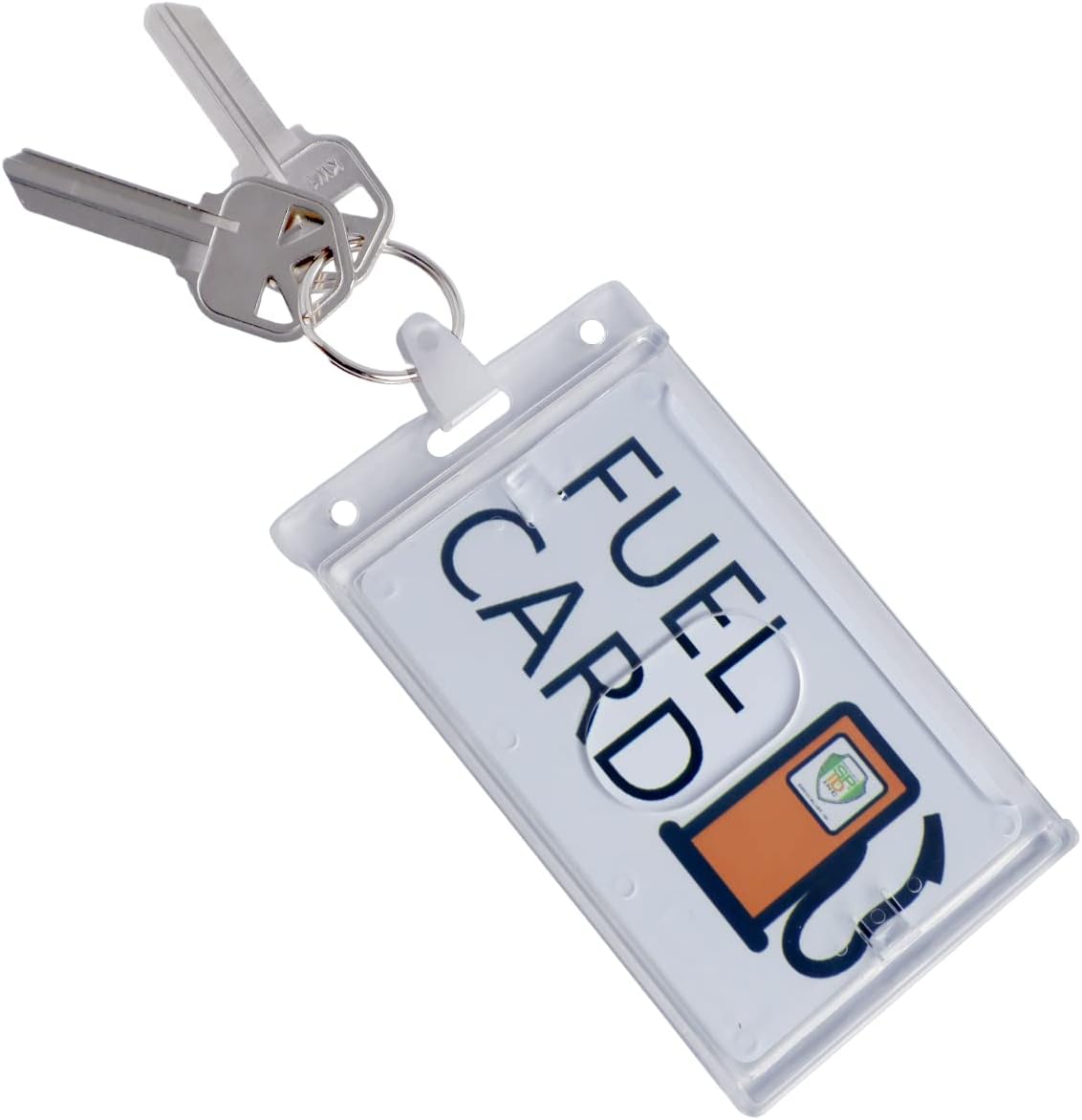 Soporte rígido para tarjetas de combustible con llavero, protector de tarjetas de plástico duro transparente para flotas, tarjetas de gas, autos de