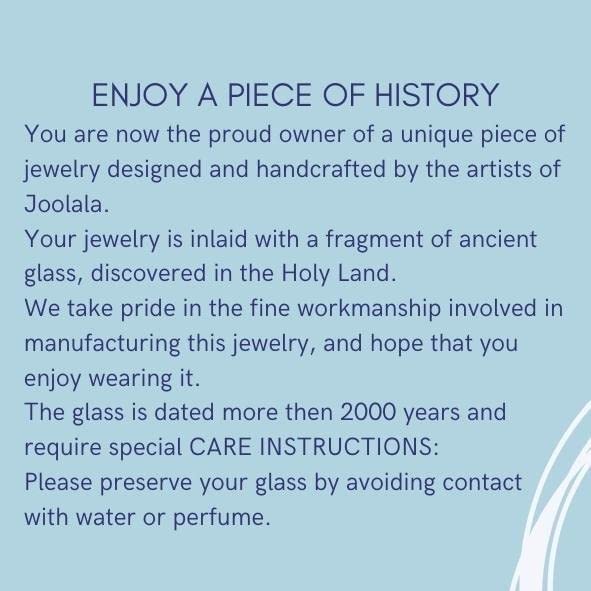 Joolala Patina Roman Glass Pendant, Sterling Silver Womens Necklace, 925 Sterling Silver, Oxidized Finish, Elegant and Stylish, Ideal Gift for Her