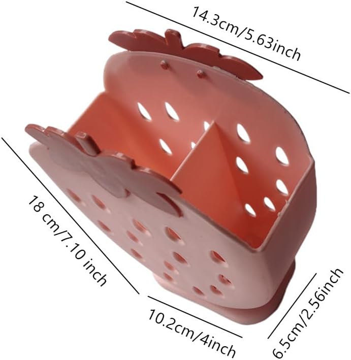 Soporte para palillos de fresa con organizador de secado de drenaje, cesta de palillos, caja de almacenamiento para almacenar cuchara, cuchillo,