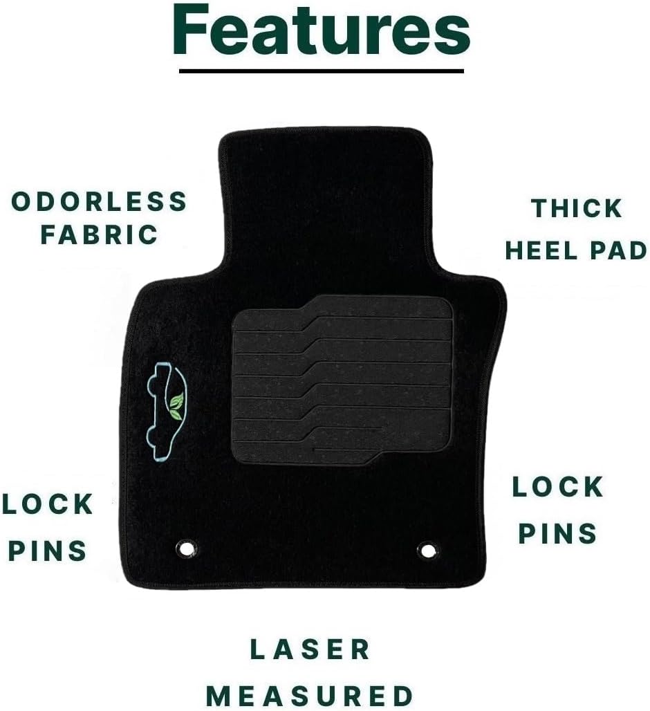 ecoMats – Alfombrillas compatibles con Mazda 3 HatchSedan y Mazda CX-30 2019 a 2024, delanteras y traseras, color negro, con cerraduras de seguridad
