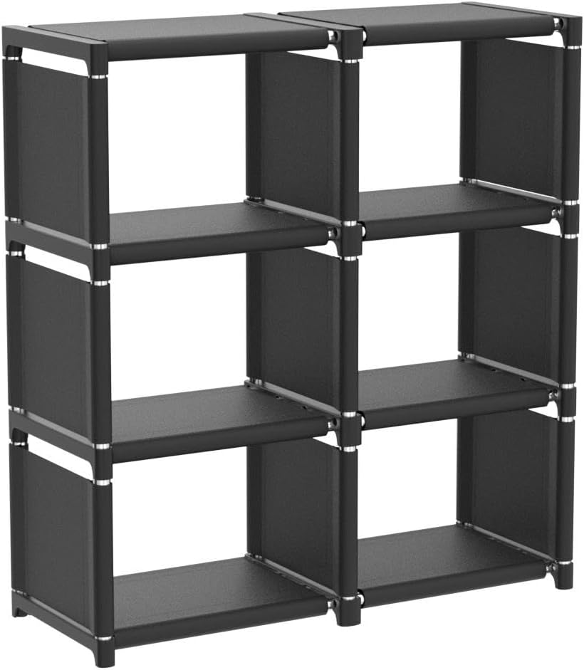 Mavivegue Estante para libros, organizador de almacenamiento de 6 cubos, estantería de bricolaje, estantería de cubo de metal, estuche alto para