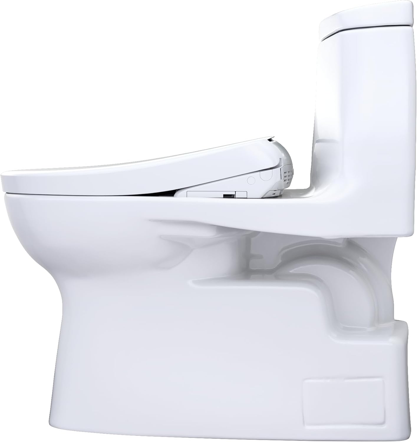 TOTO WASHLET+ Carlyle II – Inodoro alargado de una pieza de 1.28 GPF con asiento de bidé contemporáneo WASHLET+ S7A, algodón blanco –