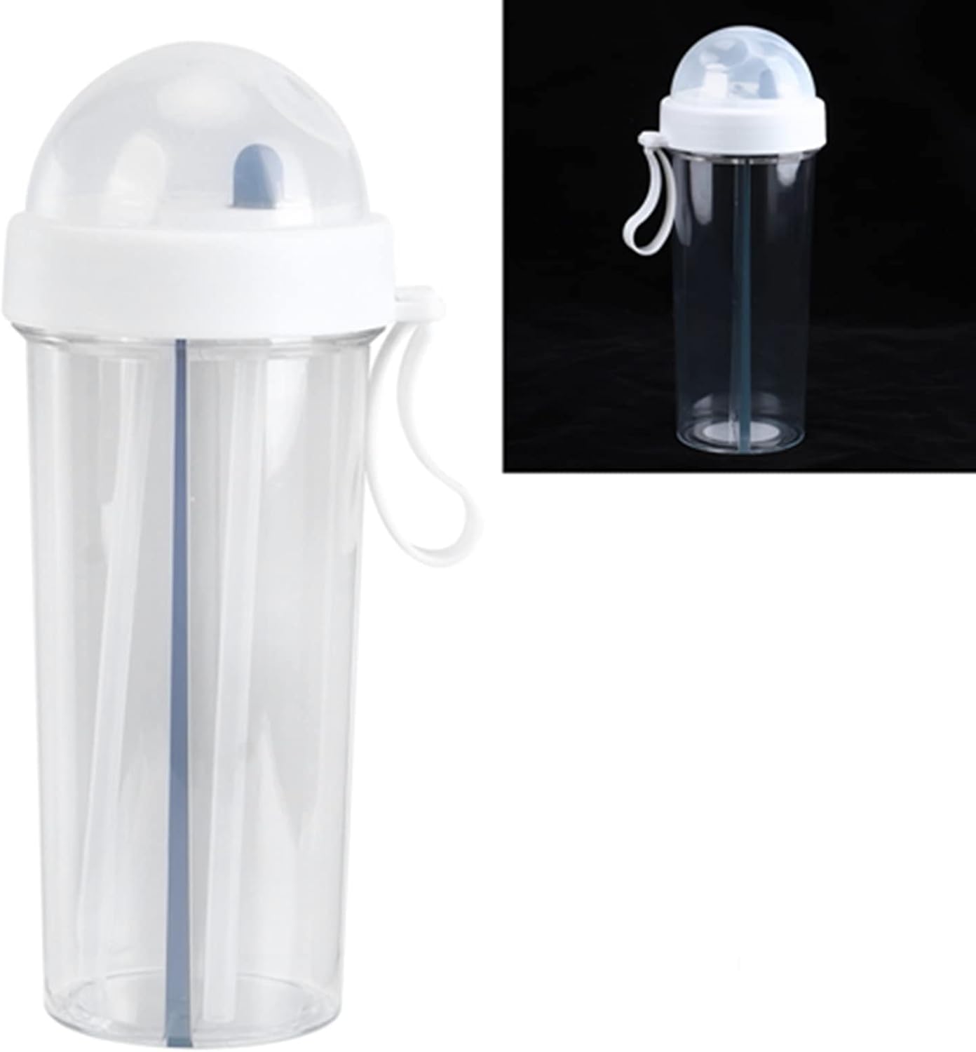 YOUTHINK Botella de agua con pajita, botella de agua innovadora de doble uso, taza de agua con pajita para el hogar, al aire libre, camping, deporte
