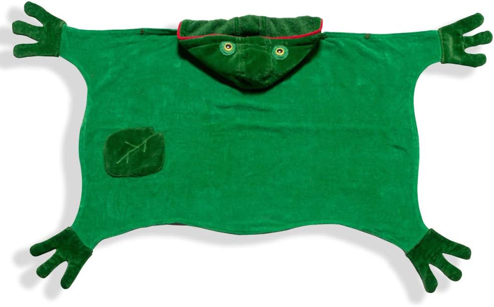 Toalla de rana para niños, tamaño pequeño, con capucha verde para bañera, playa o piscina, toalla 100% algodón para niños, lavable a máquina