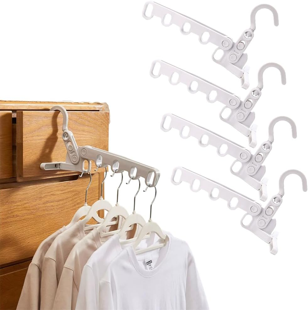 4 perchas plegables de viaje, colgador de ropa plegable portátil con 5 agujeros, colgador de ropa montado en la pared, estante de secado plegable