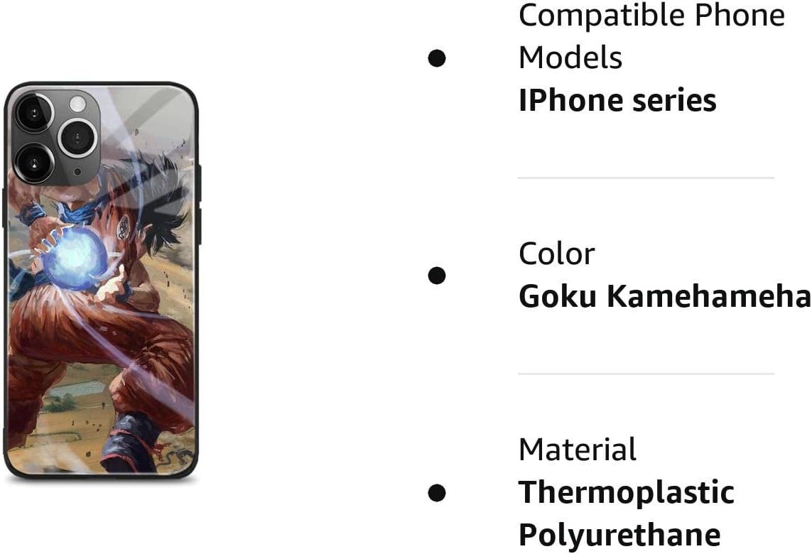 Carcasa de anime japonés anticaídas, diseño de manga antideslizante, de vidrio brillante para teléfono celular (para iPhone 14 Pro Max, Goku