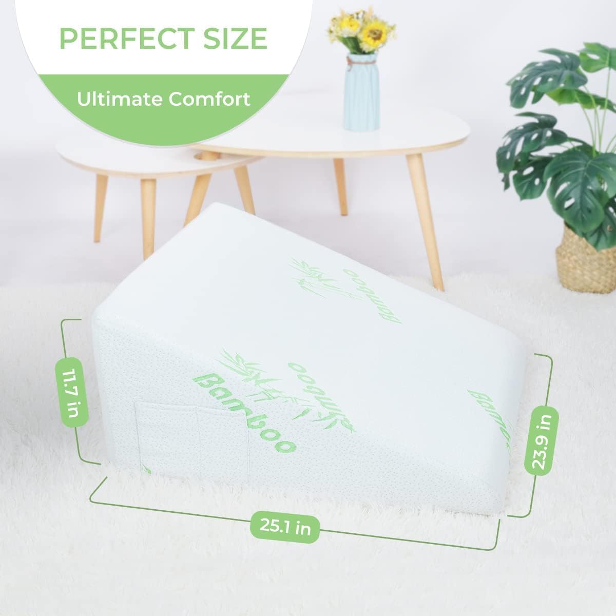 COOLBEBE Almohada de cuña para dormir, reflujo ácido después de la cirugía, almohada de cuña triangular de 12 pulgadas, cuña de espuma viscoelástica