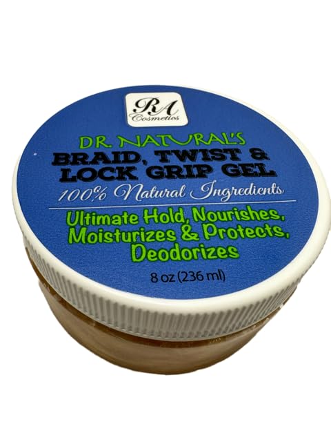 RA COSMETICS Braid, Twist & Lock Grip Gel 100% Ingredientes Naturales Ultimate Hold, Nutre, Hidrata, Desodoriza y Protege 8oz