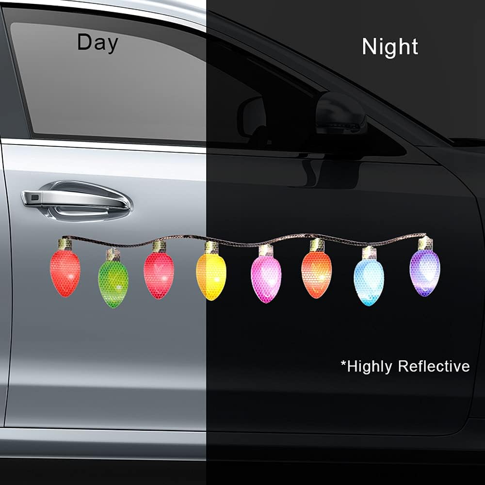 YINGZI Decoración magnética de bombilla reflectante, calcomanías reflectantes magnéticas impermeables para automóvil, decoraciones de vacaciones,