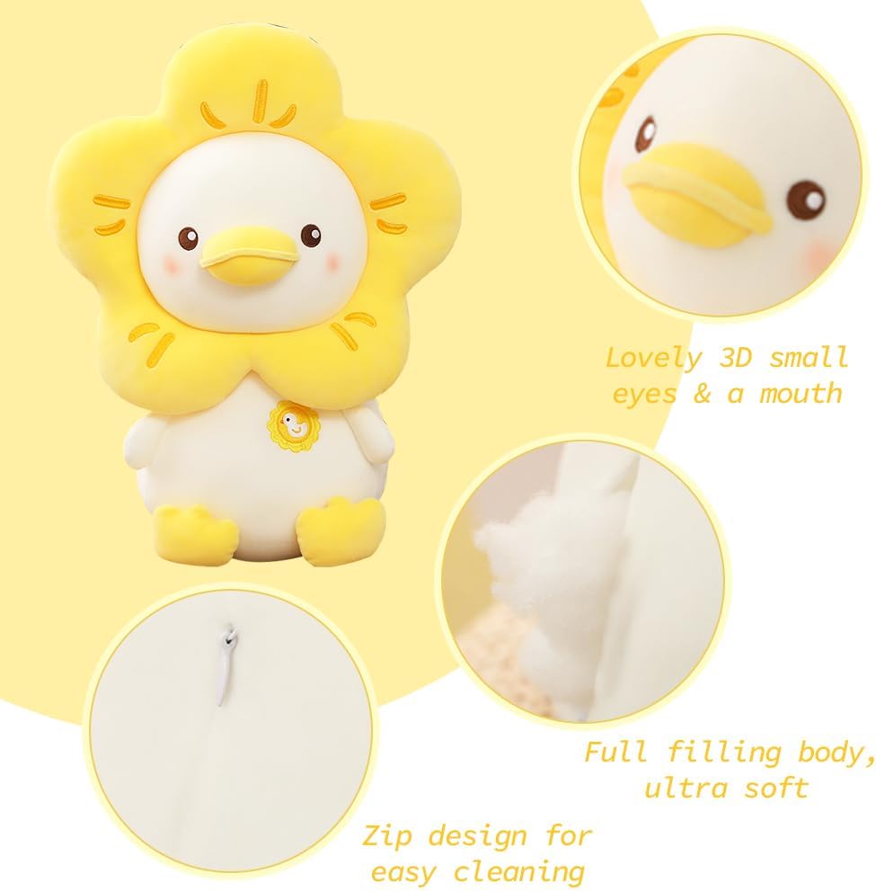 Peluche de pato de peluche suave y lindo juguete de peluche para niños, pato, rosa, 9.8 pulgadas