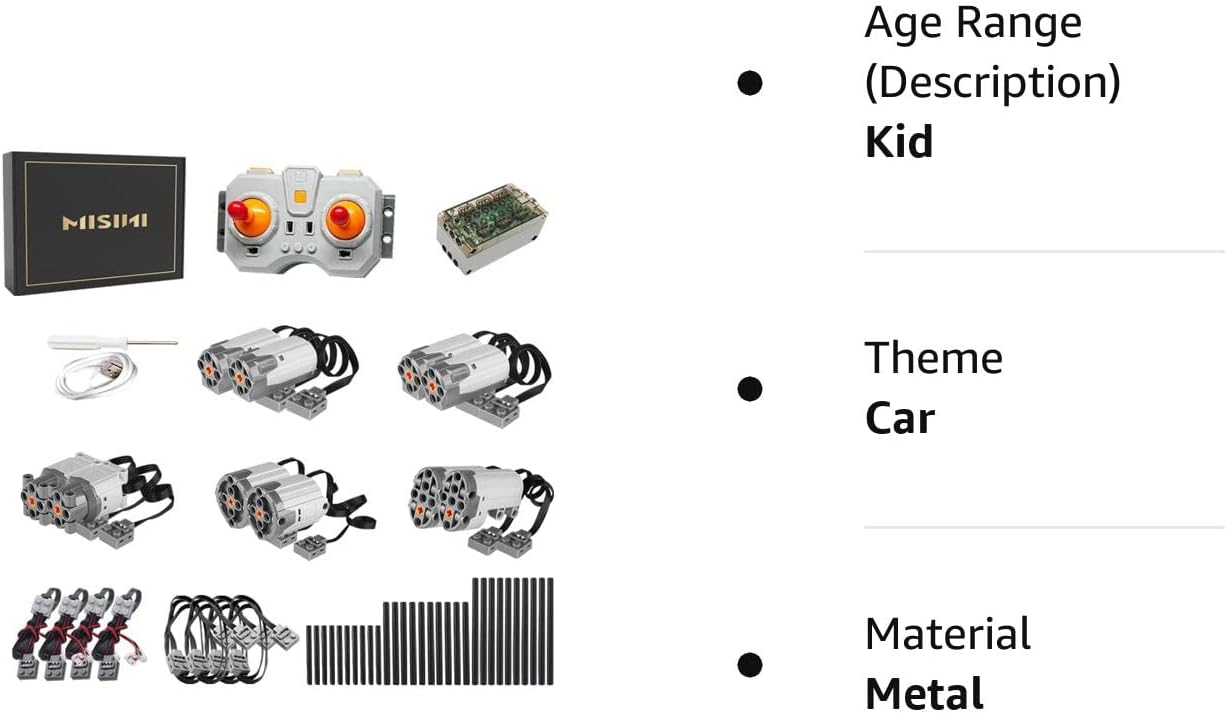 MISINI – Juego de 50 funciones de potencia Technik, incluyendo kit de motores XLLMservomotores (cruz del eje), control remoto de velocidad