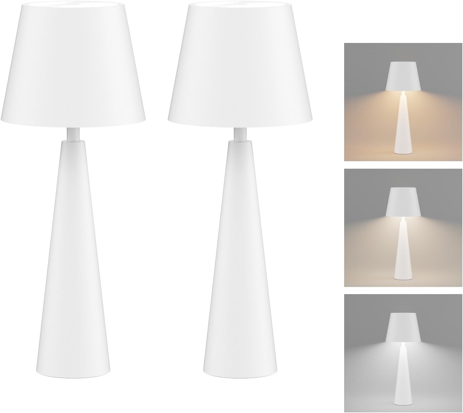 Moderna lámpara de mesa LED inalámbrica con sensor táctil, luz de mesa impermeable IP54 para exteriores, lámparas de mesa LED portátiles blancas,
