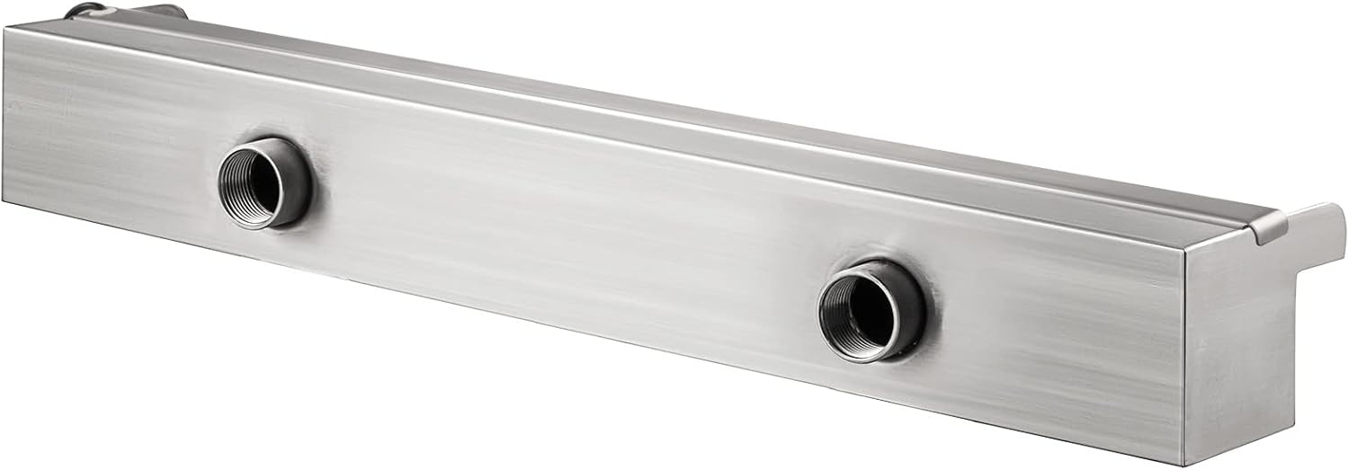 VEVOR Fuente de piscina de acero inoxidable, cascada de piscina de 23.6 x 4.5 x 3.1 pulgadas (ancho x profundidad x alto) con tira de luz LED,